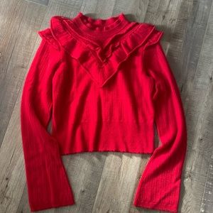 Red Anthropologie sweater